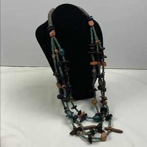 Chunky‎ Wood Bead statement Tribal Necklace